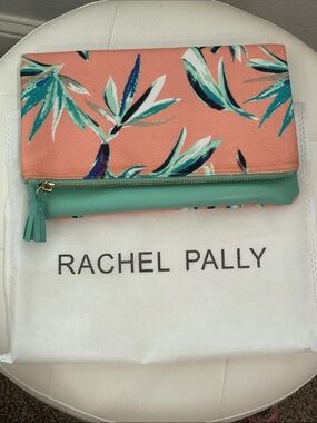 Rachel Pally Coral Tropical Fold-Over Clutch with Mint Accents
